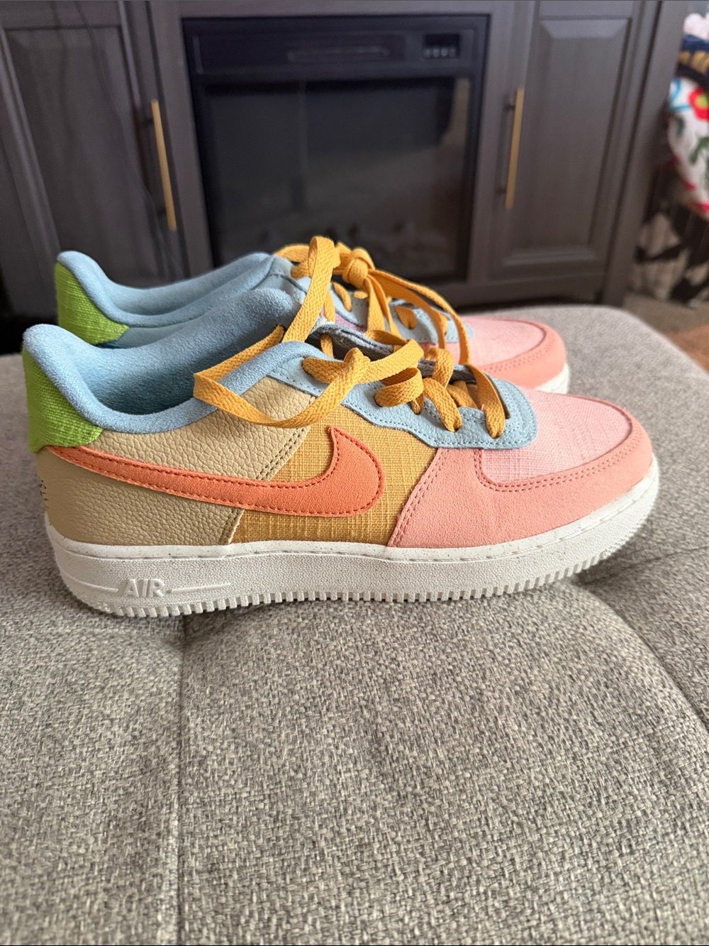 Nike Low-Top Sneakers in Peach, Light Blue & Mustard